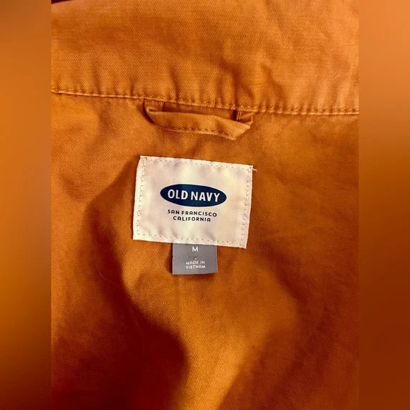 Old Navy Woman’s Orange Sz M 100% Cotton Utility Jacket W/ Waist Drawstring - Picture 15 of 16